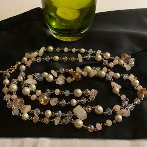 Stones, Pearls and Sparkling Beaded Necklace